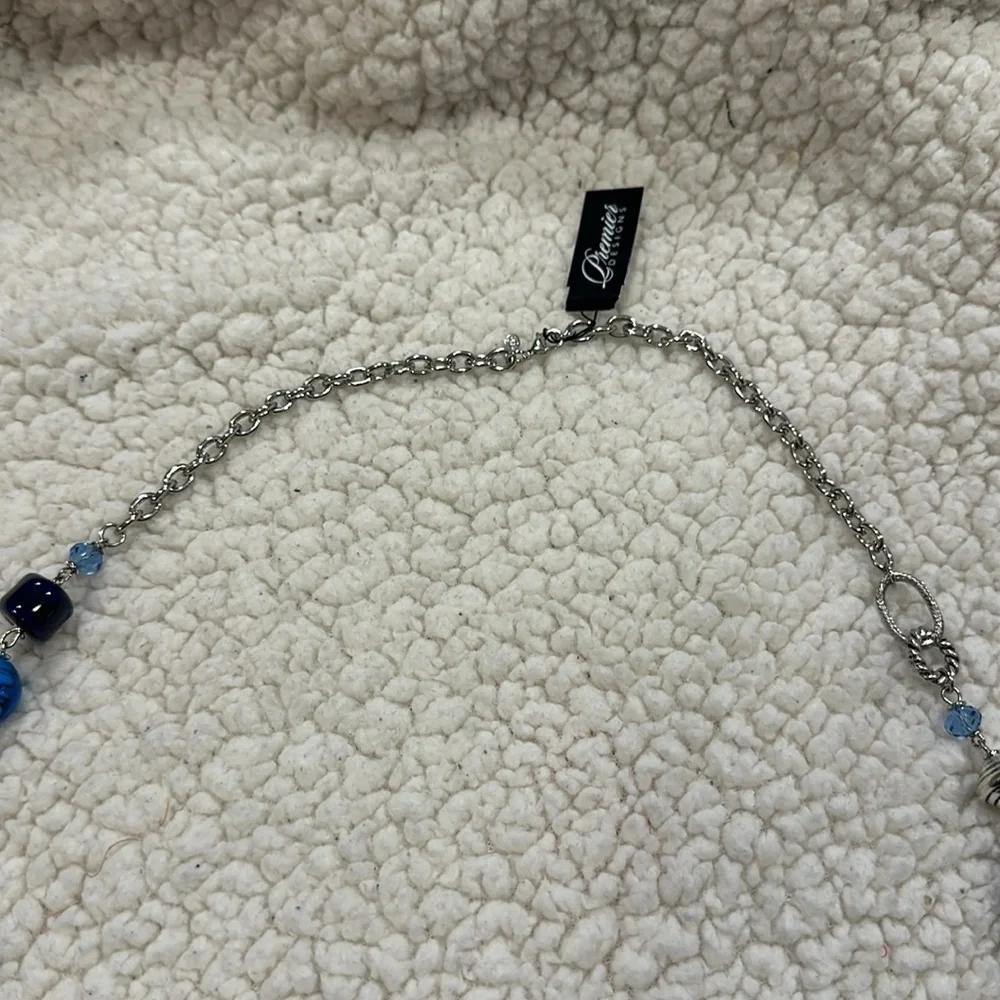 Premier Designs Blue Lagoon Turquoise Beaded Necklace Purple Silver Tone